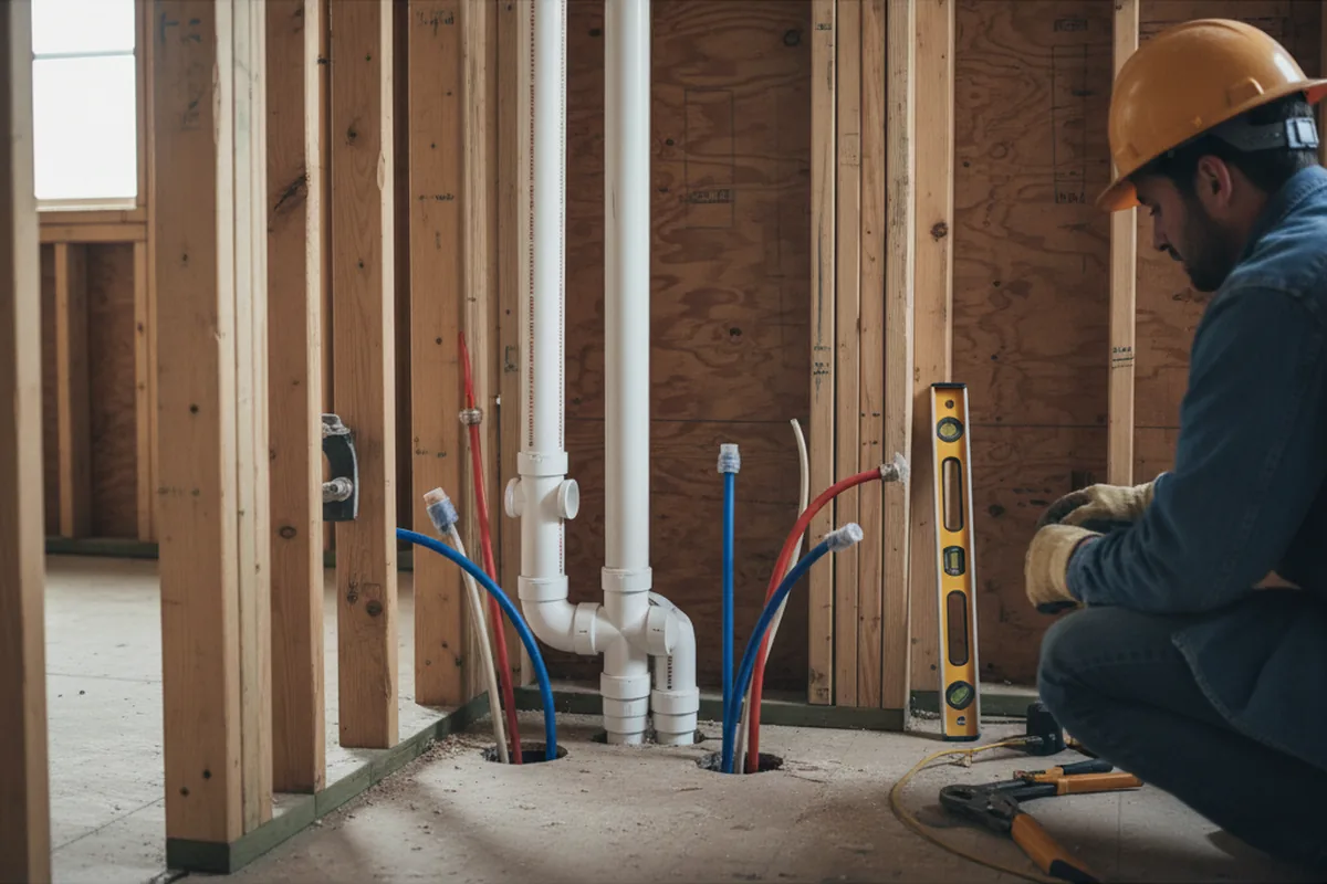 Drain and supply rough-in during Leak Detection in Central